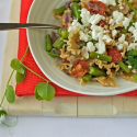 Thumbnail image for Absorption-method wholewheat pasta with tomatoes, french beans and feta